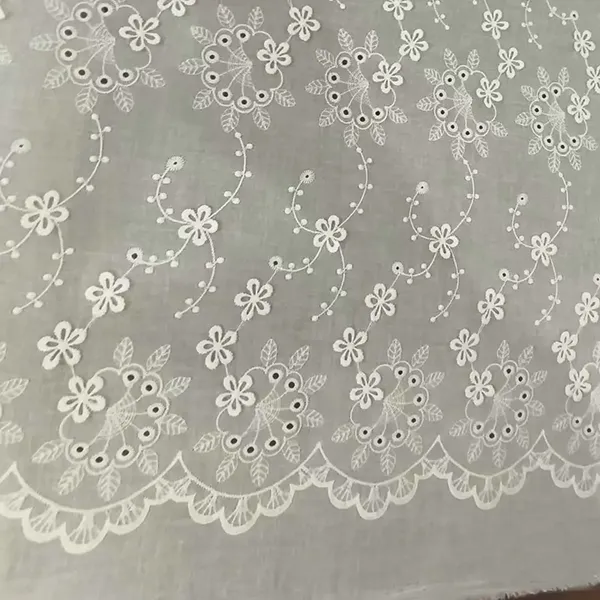 کڑھائی والی روئی لیس آئیلیٹ تانے بانے