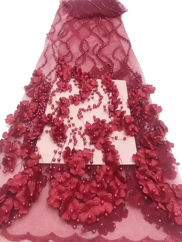 Custom Luxury Heavy Made Embroidery Tulle Beads Lace Mesh Beaded Fabric Custom Luxury Heavy Made Embroidery Tulle Beads Lace Mesh Beaded Fabric