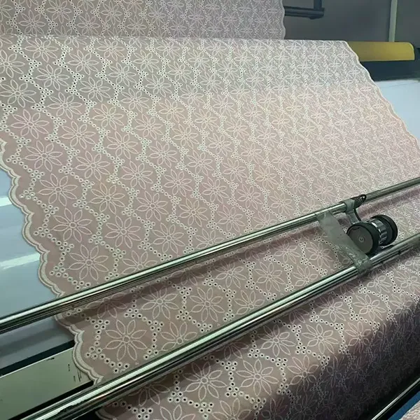 White Cotton Lace Embroidery Eyelet Fabric For Dress