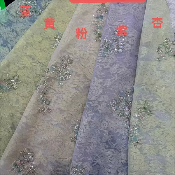 Vintage Multi Color Embroidery Mesh Lace Fabric For Dresses