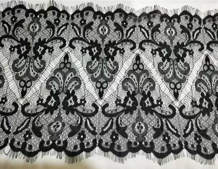 Fan-shaped Nylon Eyelash Lace Trimming for Underwear Decoration Double Scalloped Eyelash Lace Trim