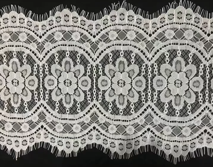 Fan-shaped Nylon Eyelash Lace Trimming for Underwear Decoration Double Scalloped Eyelash Lace Trim