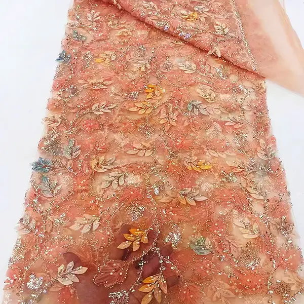 عیش و آرام کی 3D کڑھائی سیکن لیس فیبرک لیس لیس لیس فیبرک