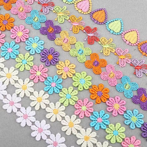 شادی کی دلہن DIY پالئیےسٹر کڑھائی پھول لیس ٹرم